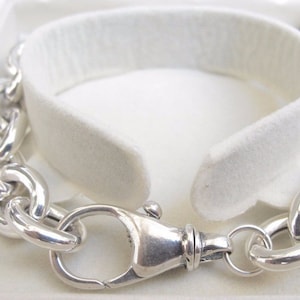 Chunky hollow chain link sterling silver bracelet classic men women jewelry