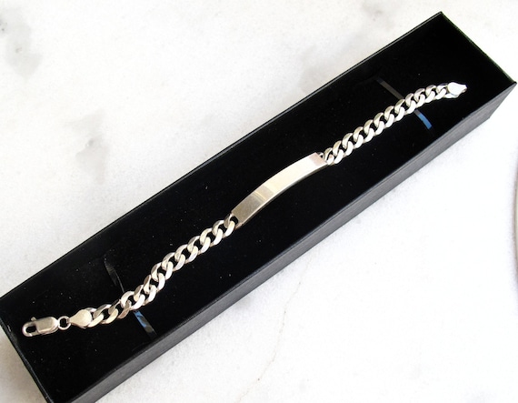 Buy Sterling Silver Cuban Chain ID Bracelet, Italian Bangle Online