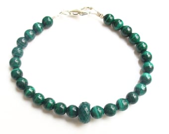 verde esmeralda malachite piedras preciosas pulsera de plata pulsera natural rey Solomon eilat hecho a mano genuino