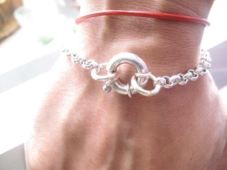 sterling silver rollo chain link bracelet life saver clasp