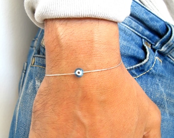 925 sterling silver blue evil eye bead bracelet kabbalah symbol for good luck and protection amulet