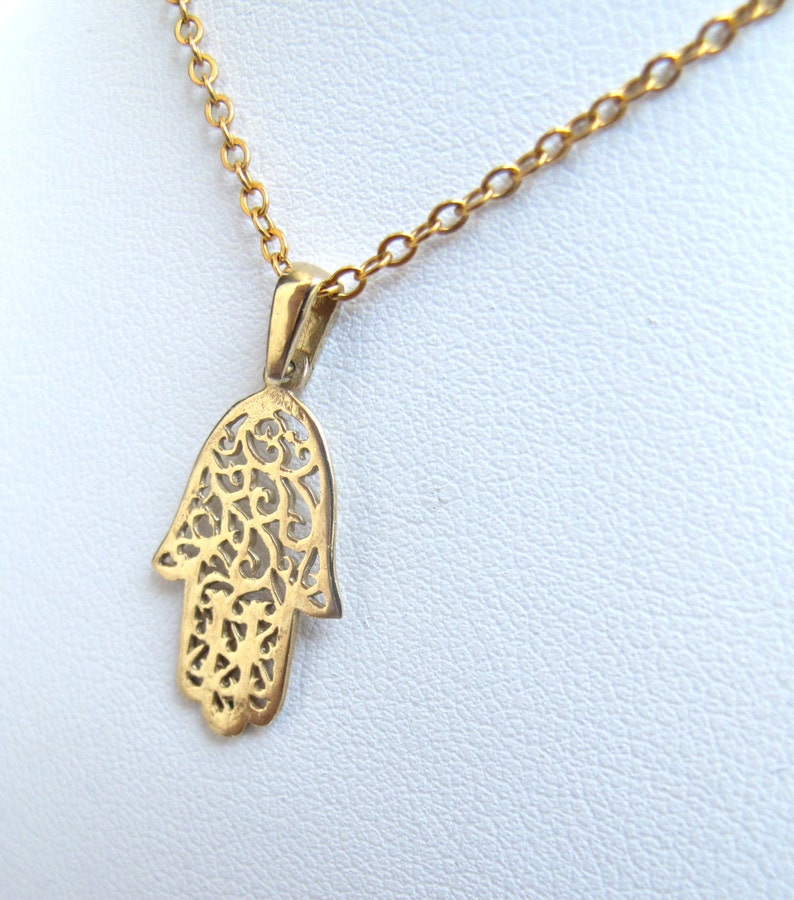 14 K Solid Yellow Gold Hamsa Charm Pendant Necklace Good Luck - Etsy