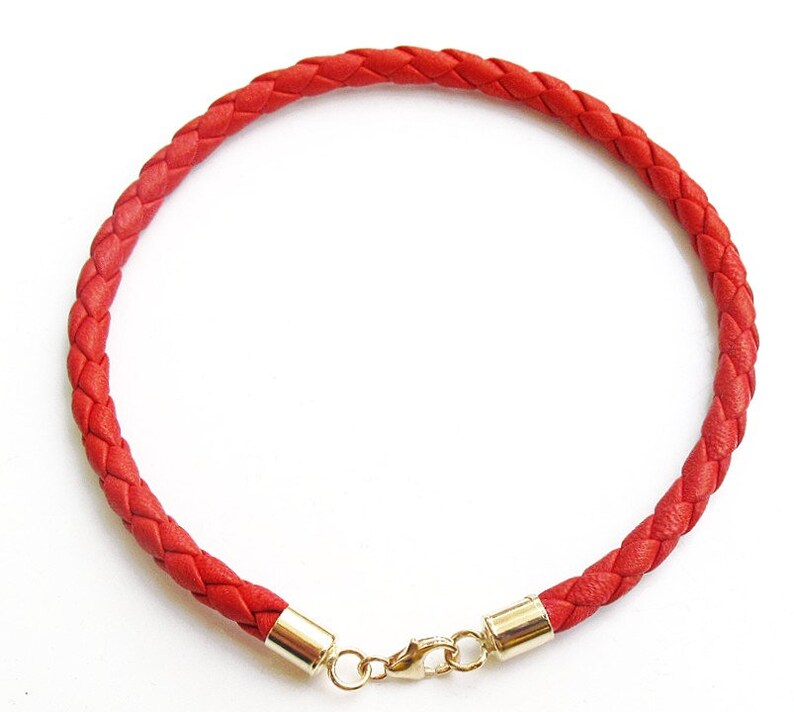 Red Premium Leather 14 K Yellow Gold Bracelet Bangle Luxury - Etsy