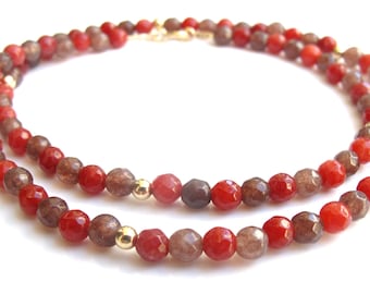 14K solid gold beads multi color jade gemstone bracelet natural beads stone