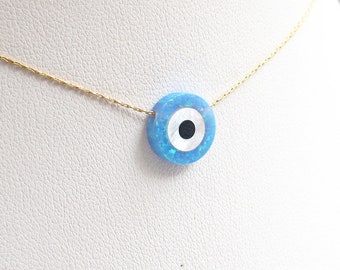 collar colgante ojo malvado ópalo azul para el amuleto de buena suerte