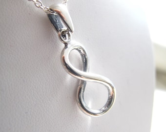 Infinity necklace , sterling silver infinity necklace , silver infinity charm necklace , infinity silver symbol pendant