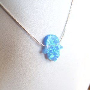 Hamsa necklace , hamsa opal necklace , blue opal hamsa , opal gemstone hamsa , hamsa silver opal necklace , dainty hamsa hand necklace , new