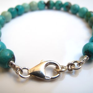 Turquoise natural large 8 beads sterling silver bracelet genuine turquoise blue green round beads bracelet men women