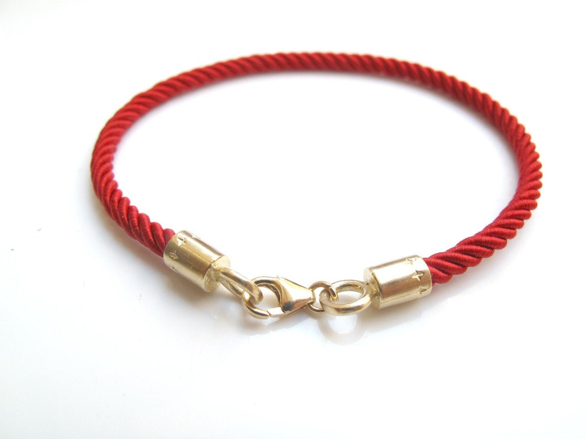 Red string kabbalah bracelet 14 k yellow gold original | Etsy