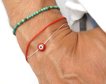 red evil eye bead bracelet sterling silver kabbalah symbol for good luck and protection amulet