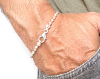 925 sterling silver 4 mm military ball bracelet classic men women jewelry