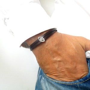 Boze oog bedel leer sterling zilveren armband 925 amulet bedel talisman voor geluk mannen vrouwen armband leer