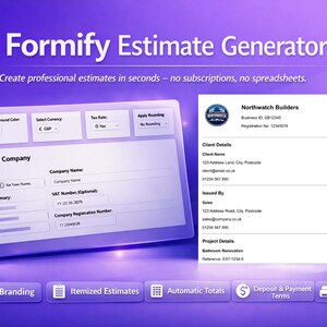 Formify Estimate Generator — Create Professional Estimate Templates Instantly | No Subscriptions | Print‑Ready Business Tool