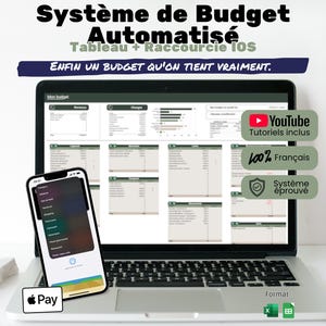 Système Budget Familial Automatisé | Excel et iOS (Apple Pay) | Tuto vidéo Incluse | Gestion Impôts, Épargne, Investissements | FR et EURO
