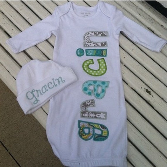 baby gown and hat set