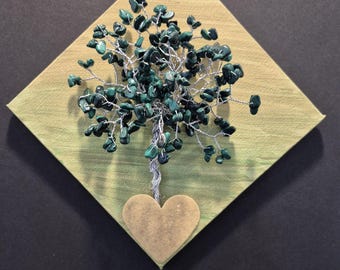 Beaded Tree of Life Mounted on a Painted Canvas