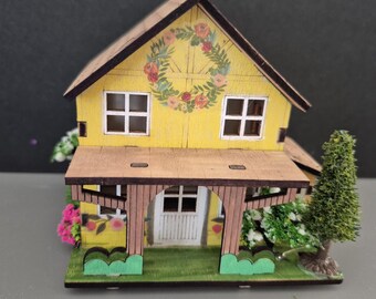 Miniature Painted House Decor