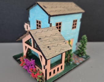 Miniature Painted House Decor