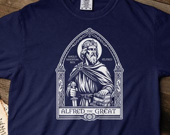 Alfred-T-Shirt | Handgezeichnete mittelalterliche christliche Kunst | Komfortfarben