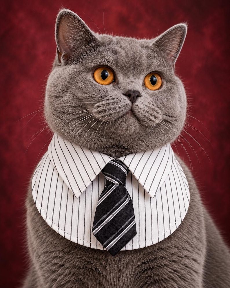 7 Designs Cat Shirt Collar With Tie Sewing Pattern PDF, Pet Bib Collar ...