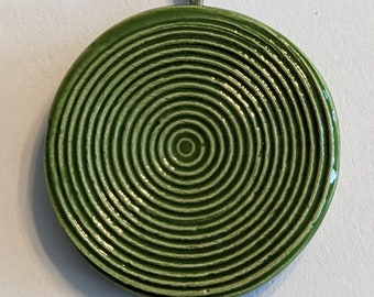 MEDITATION CIRCLES Necklace - Emerald Green Art Glaze - Inspirational Art Piece by Inner Art Peace