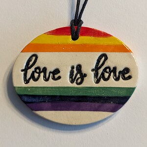 LOVE is LOVE Necklace - Hand-painted w/ Rainbow Art Glazes - Inspirational Art Piece by Inner Art Peace - LGBTQ+