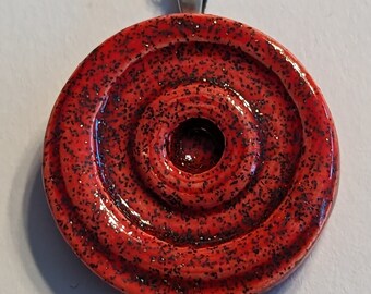 MEDITATION CIRCLES Pendant / Necklace - Ruby Shimmer Art Glaze - Inspirational Art Piece by Inner Art Peace