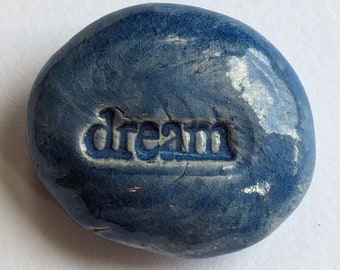 DREAM Magnet - DENIM BLUE Art Glaze - Inspirational Art Piece by Inner Art Peace - Handmade