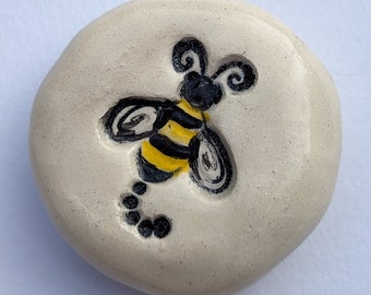 TINY BUMBLE BEE Pocket Stone - Hand-Painted - Art Glazes - Inspirational Art Piece by Inner Art Peace