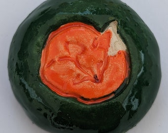 SLEEPING FOX Pocket Stone - Hand-Painted w/ Art Glaze - Inspirational Art Piece by Inner Art Peace