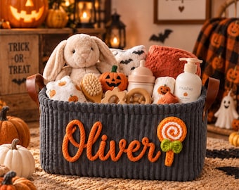 Personalized Halloween Boo Basket, Custom Name Trick or Treat Basket, Kids Halloween Candy Bag, Toddler Halloween Gift, Boo Basket