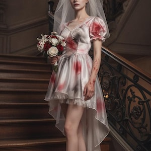 scary bridesmaid dresses Bloody Wedding occ:Wedding Guest Simple Sleeveless V Neck Size:Women's Large A modern mermaid skirt