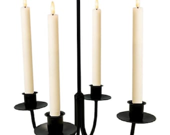 4 Arm Wrought Iron Candle Chandelier - Amish Blacksmith Handcrafted Rustic Hanging Candelabra Taper Holder