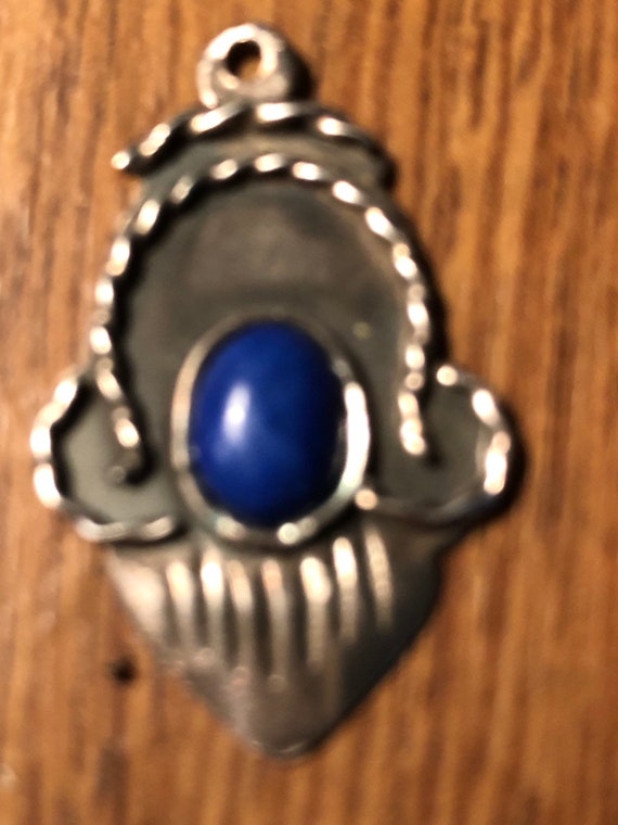 Antique Sapphire sterling Silver Charm  back to 19