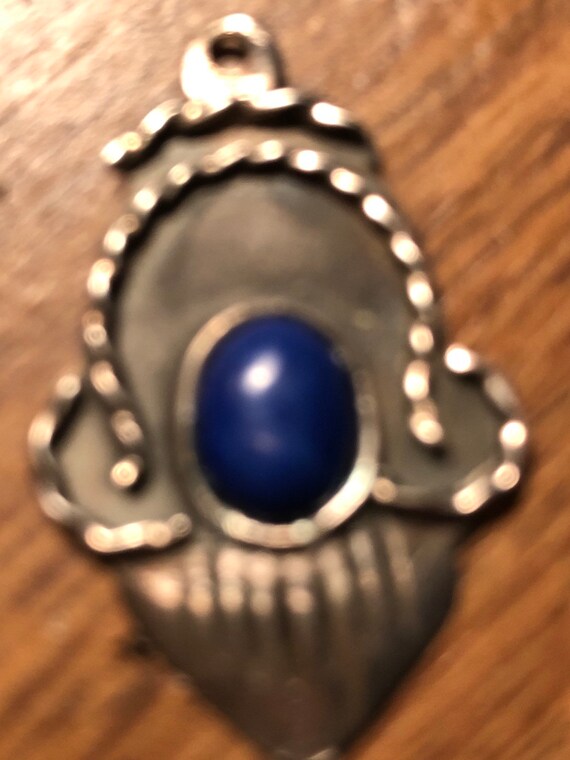 Antique Sapphire sterling Silver Charm  back to 1… - image 2