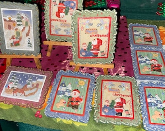 Vintage Stamp Ornaments with easels