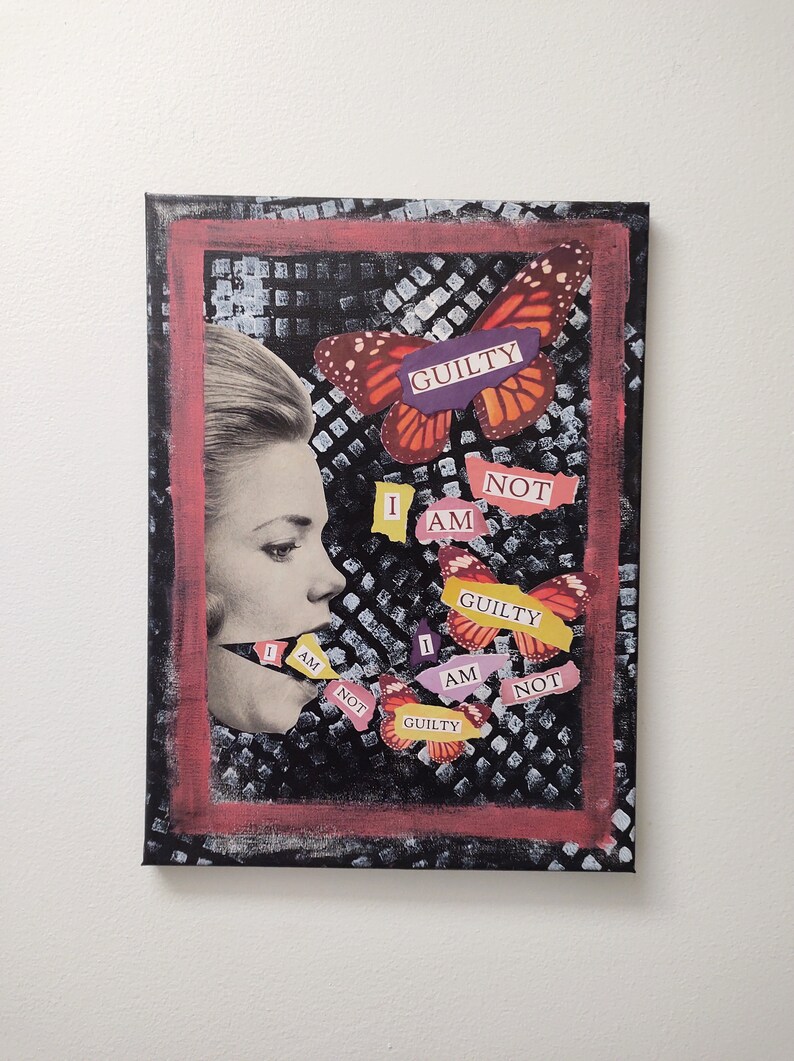 Original Artwork// Mixed Media Art// Collage Painting // Grunge Girl