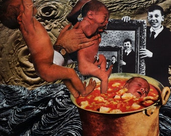 Medium Art Print//Surreal Vintage Collage Art// Grunge Babies