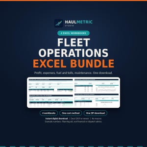 Spreadsheetpakket voor transportbedrijven | Excel voor eigen rijders: kosten per kilometer, onkostenregistratie, brandstoflogboek, logboek voor vrachtwagenonderhoud