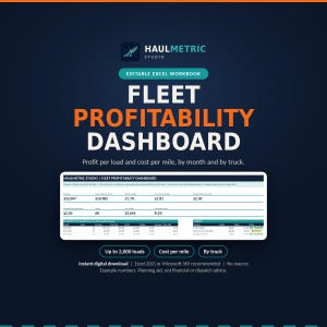 Tableau de suivi des profits pour le transport routier | Tableau de bord Excel : coût par kilomètre, profit par chargement et trajets à vide pour les propriétaires-exploitants et les petites flottes | Excel