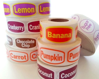 30 pcs. FLAVOR STICKERS - A Bunch of Old School Food Labels, Bakery Flavor Stickers for Pies & Donuts, Unusual Weird Random Stupid Stickers