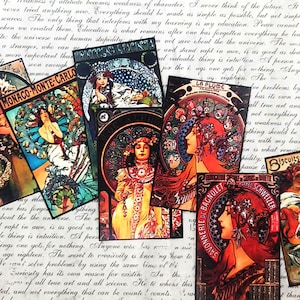 8 pcs. MINI MUCHA STICKERS — Small Alphonse Mucha Stickers, 1920s Art Nouveau Art Deco Stickers, Life Planner Stickers, Craft Supply