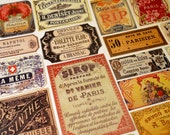 Parisian Labels - 18 Reproduction Vintage Labels from Paris France, French Absinthe, Perfume Apothecary Labels, Sticker Pack