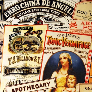 Apothecary Labels - 22 Reproduction Vintage Labels with Poison, Snake Oil Remedies, Medical Quackery, Apothecary Bottle Labels, Sticker Pack