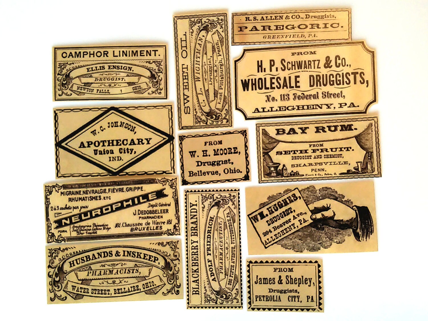 DRUG STORE LABELS 12 Reproduction Vintage Apothecary Labels Etsy