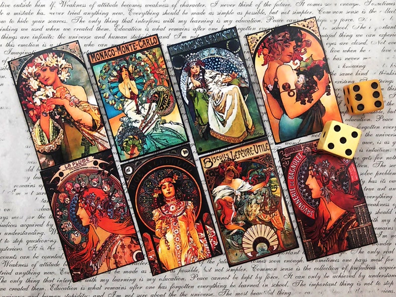 Life Planner Stickers 8 pcs 1920s Art Nouveau Art Deco Stickers Craft Supply MINI MUCHA STICKERS \u2014 Small Alphonse Mucha Stickers