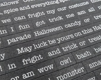 Tiny Halloween Word Stickers, Black & White Halloween Words Phrases for Scrapbooking, Junk Journals, Vintage Label Maker Style, Authentique