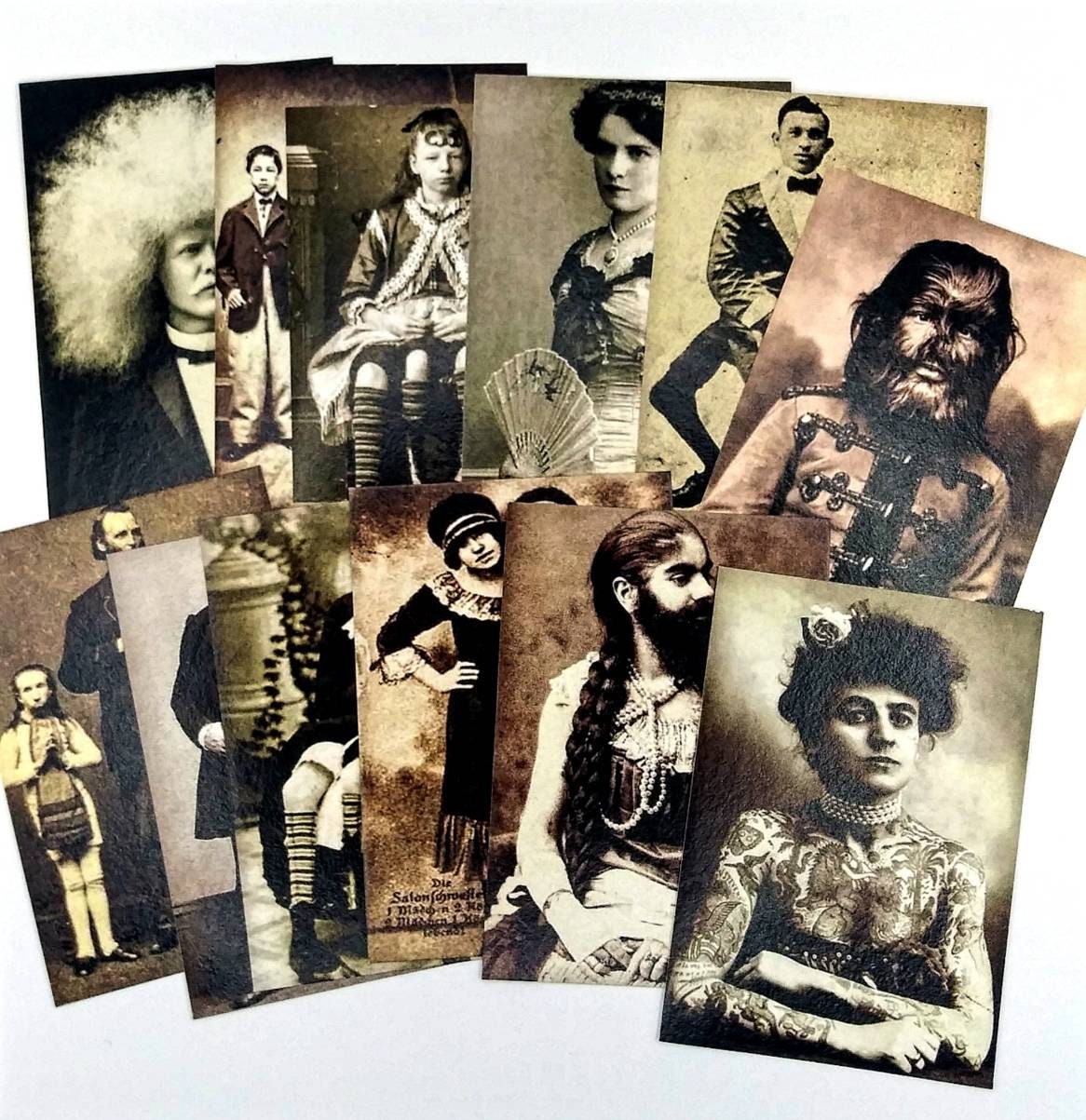 Sideshow Sticker Active 12 Pc. Freakshow Stickers, Vintage Circus Sideshow Performers, Barnum ...