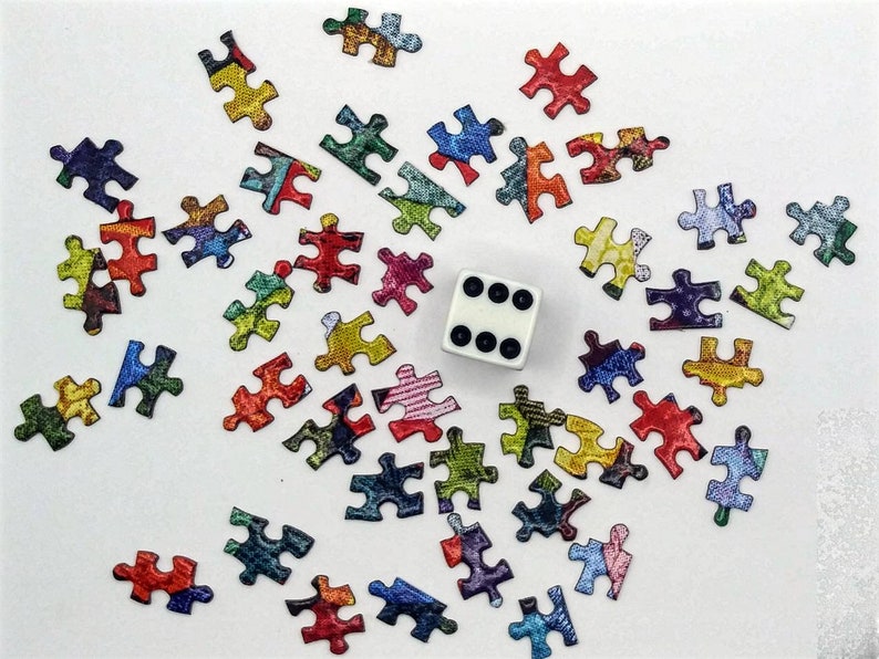 42 pc. Tiny Puzzle Pieces for Collage, Altered Art & Junk Journals, Mini Game Pieces, Miniature Dollhouse Puzzle, Ephemera Embellishments image 2