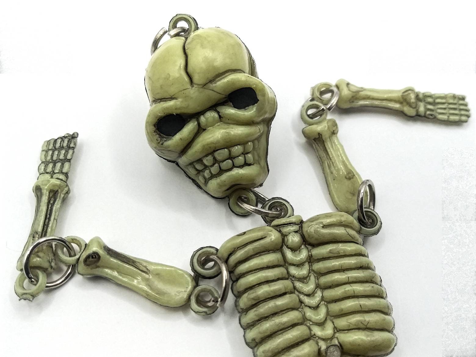 Black Skull Keychain Skeloten Goth Emo Punk Keyring Gothic Halloween Horror Zipper Pull Biker Lanyard